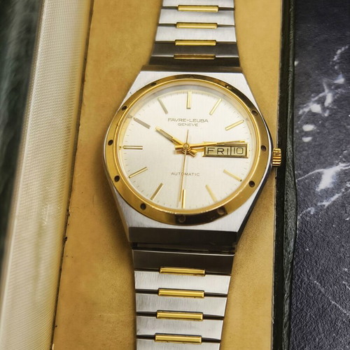 Favre-Leuba Geneve Day-Date Automatic watch used, vintage 1980s