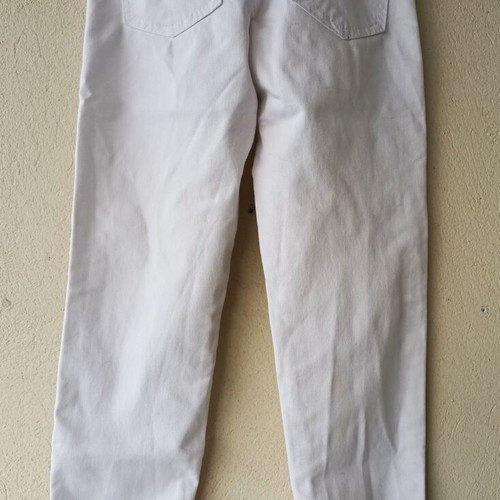 Bikelife women's white high-waisted elastic five-pocket jeans, size S