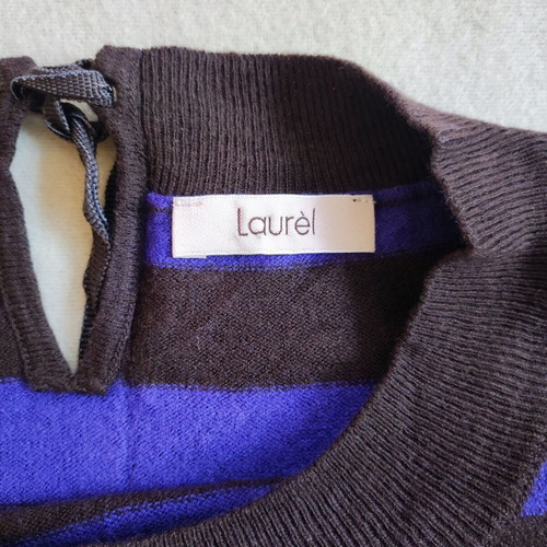Laurèl Striped Knit Blouse size S like new, brown and purple