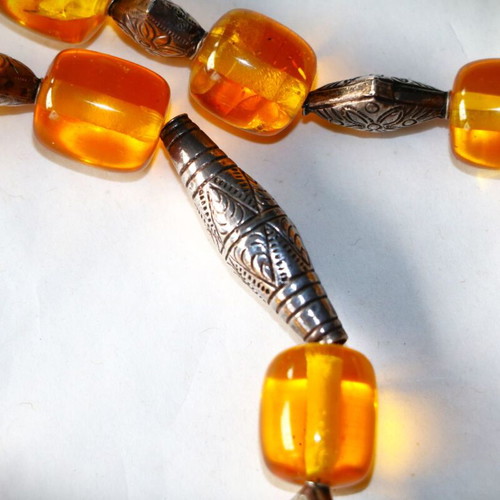 Artificial Amber Necklace with Sterling Silver 925 New