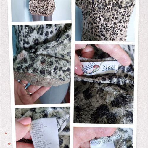 ZIZZI negligee nightdress used, elastic lace with leopard print