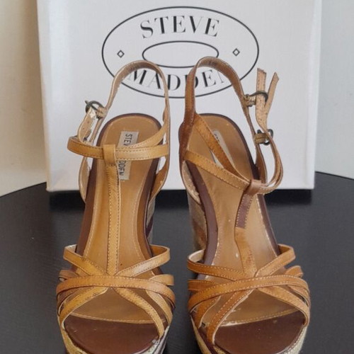 Steve Madden women's platform espadrille sandals size 39 used, tan