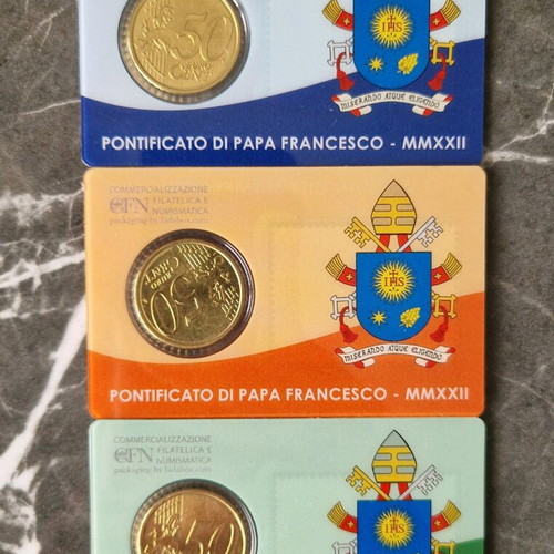 Vatican Coin Cards 2022 collectible trio 50 Cent mint condition, sealed