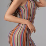 Πλεκτό fishnet mini φόρεμα πολύχρωμο καινούργιο, one size