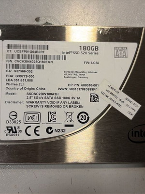 Intel 520 Series 180GB SSD like new, SATA III 6.0Gbps