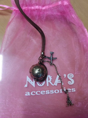 Long necklace new with decorative travel-themed elements brown