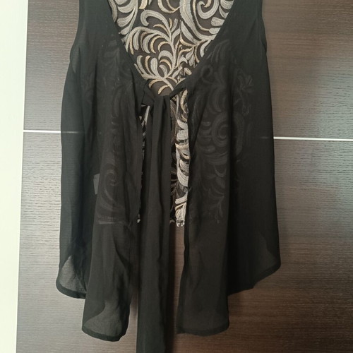 Anel blouse like new, black and gold, back tie, size M
