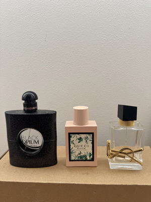 Empty perfume bottles used Black Opium 90ml, Gucci 50ml, YSL 50ml