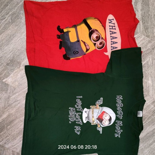 Short-sleeve T-shirts used with Minions, pack of two, size M