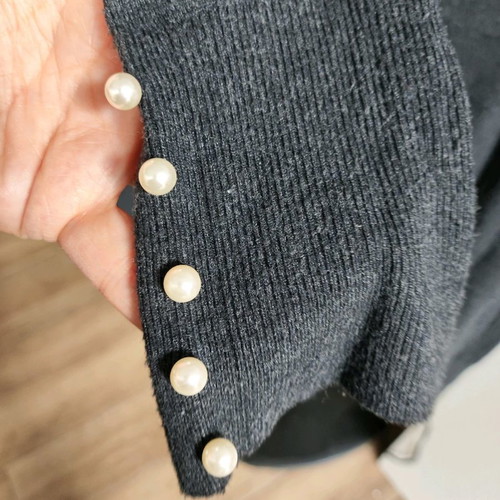 Zara blouse used, grey with pearl cuffs, size M