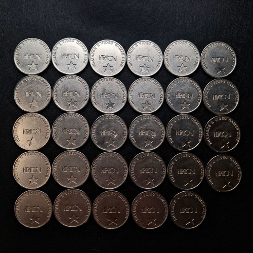 Metal tokens used, pack of 29, for video games and billiards