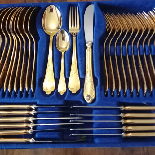 Gold-plated 24K Solingen cutlery set 71 pieces new