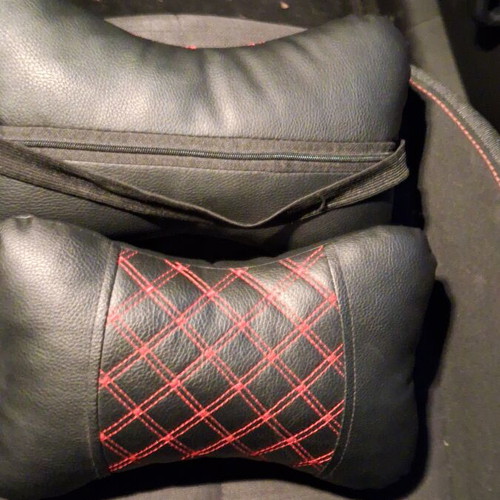 Car Headrest Pillows leather, like new, set of 2 with strap