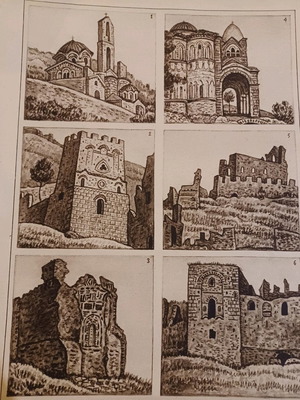 Mystras lithograph used 22x24cm 1920