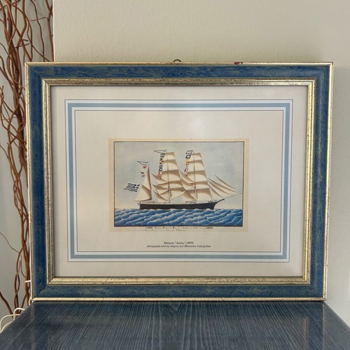 Framed print of sailing ship Aiolos 1875 used