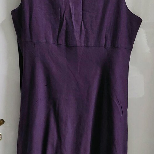 Linen dress Marks & Spencer UK16 purple sleeveless lined, with tie at the chest, length 106 cm