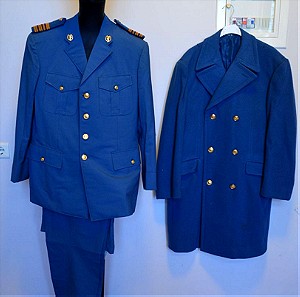 Πλήρης στολή τελωνιακού αξιωματικού (πηλήκιο-χιτώνιο-παντελόνι-ημιχλαίνιο) σε άριστη κατάσταση (140 ευρώ)