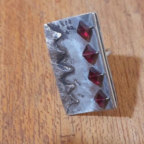 Handmade silver ring 925 with semi-precious stones and opening shank new