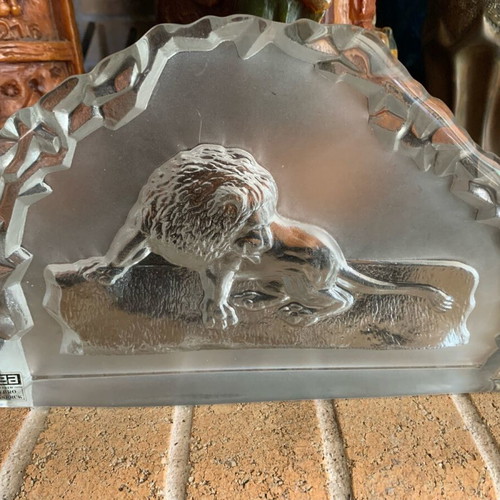 Nybro Glasbruk Sweden crystal with lion 1970s like new