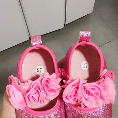 Baby Ballerina Shoes size 13 new with rhinestones and flowers