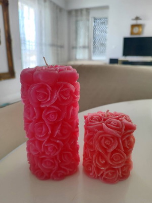 Κεριά 3D τριαντάφυλλα, σετ 2, απαλό ροζ