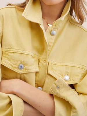 Mango denim jacket new, yellow, size medium