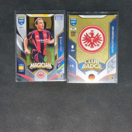 Mario Götze "Magician" #EIN12 and Eintracht Frankfurt Club Badge Panini Adrenalyn XL FIFA 365 2025/26 cards