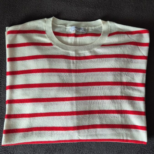 Striped knitted sweater Mango like new, white and red, size L