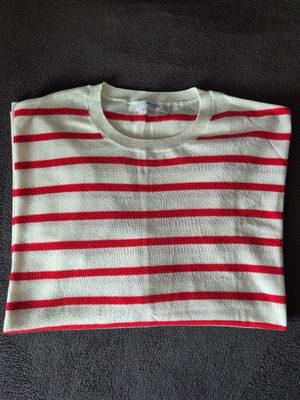 Striped knitted sweater Mango like new, white and red, size L