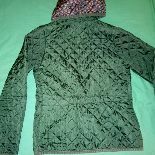 Zara quilted women's jacket used, cypress green with hood