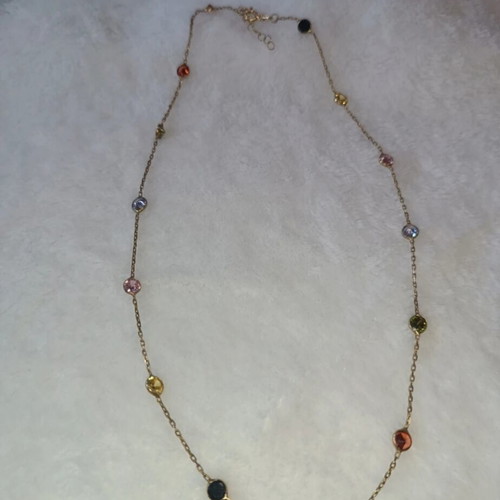 Silver necklace 925 gold plated with colored zircon stones new