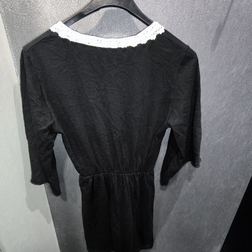 Black mini dress with lace one size like new