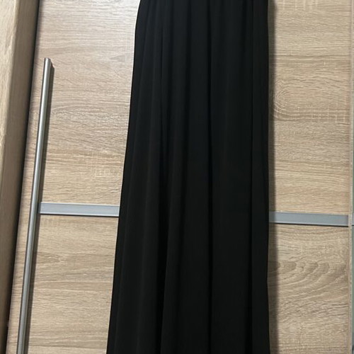 Midi dress black, new, ribbed fabric, slit to the knee
