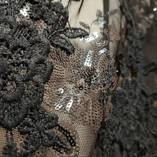 Bodysuit new with rhinestones and tulle, black, size L