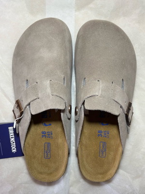 Birkenstock Boston BS γκρι σουέντ πέδιλα καινούργια, μέγεθος 38