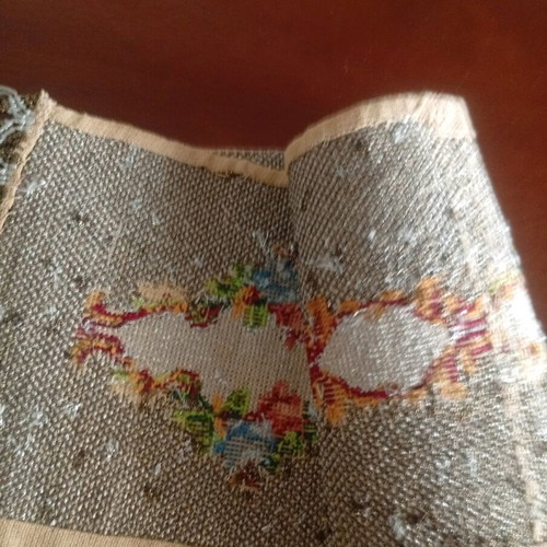 Handmade embroidered table runner with fringes, new