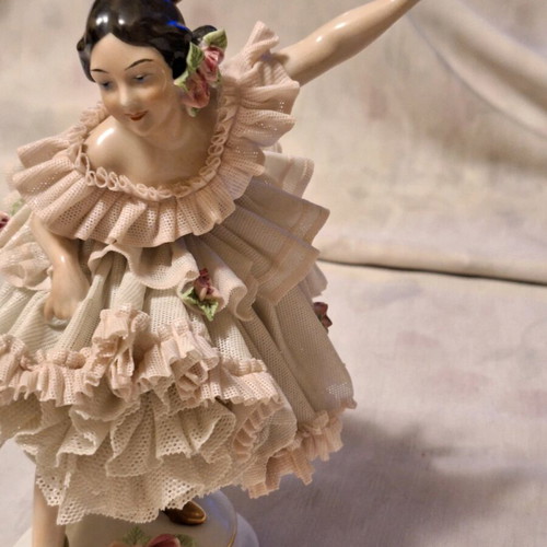 Dresdnen figurine used with tulle dress
