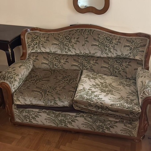 Two-seater sofa used, set with three-seater sofa and armchair