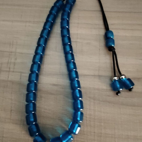 Handmade worry beads with blue acrylic beads