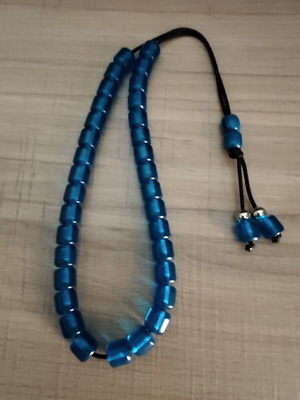 Handmade worry beads with blue acrylic beads