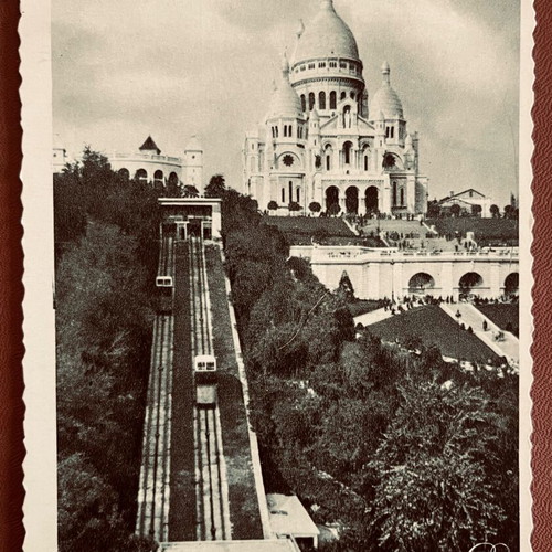 Vintage κάρτα 1905 RPPC Οίκος GANY τελεφερίκ Μονμάρτρης και Βασιλική Ιερής Καρδιάς καινούργιο