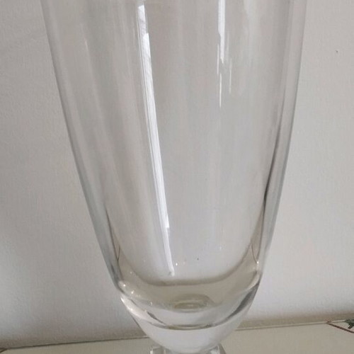 Glass vase 32.5 cm high, round, heavy