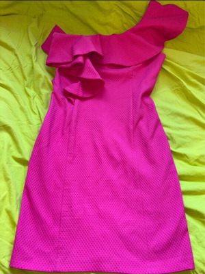 Desiree one-shoulder dress fuchsia like new