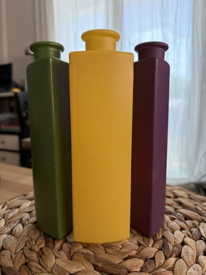 Σετ 3 διακοσμητικά βάζα IKEA μεταχειρισμένα, πράσινο κίτρινο μωβ