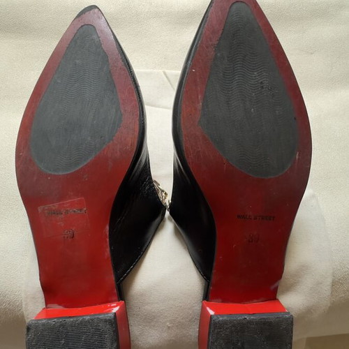 Wall Street Exclusive Collection Black Leather Slingback Flats like new