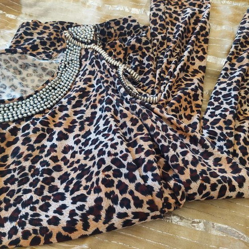 C.Oliver leopard print blouse with studs XL new