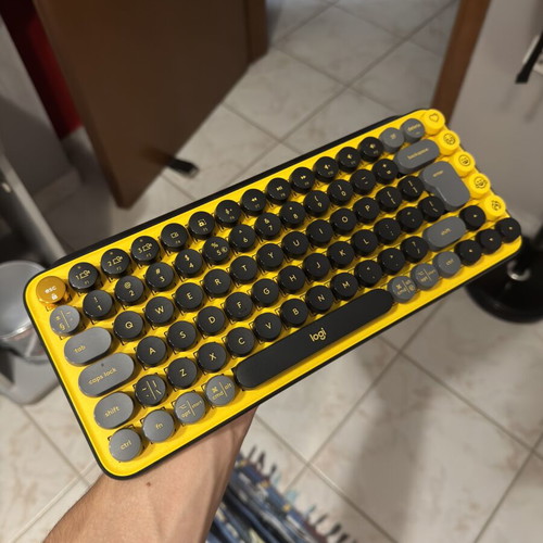 Logitech POP Keys Blast Yellow wireless mechanical keyboard like new
