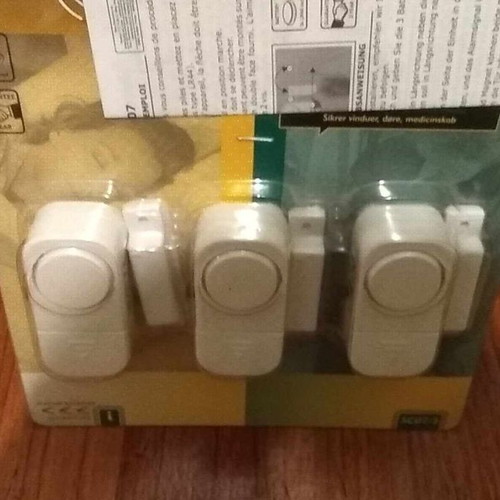 Mini alarms new, pack of three in packaging
