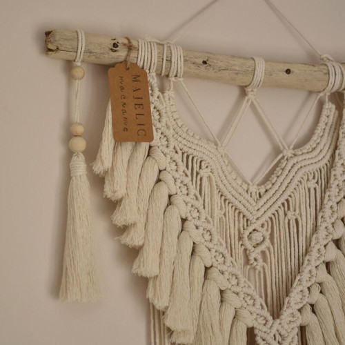 Macrame wall hanging new, handmade from cotton cord and wood
