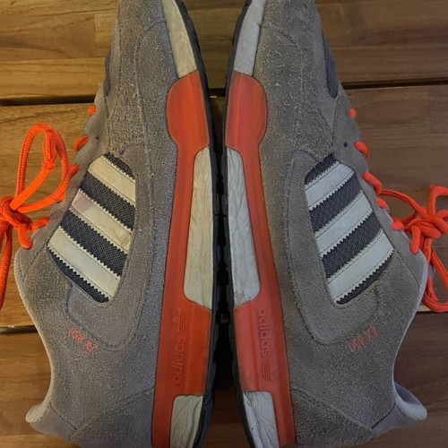 Adidas men's grey sports shoes with orange laces size 44.5